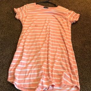 orange and white dress